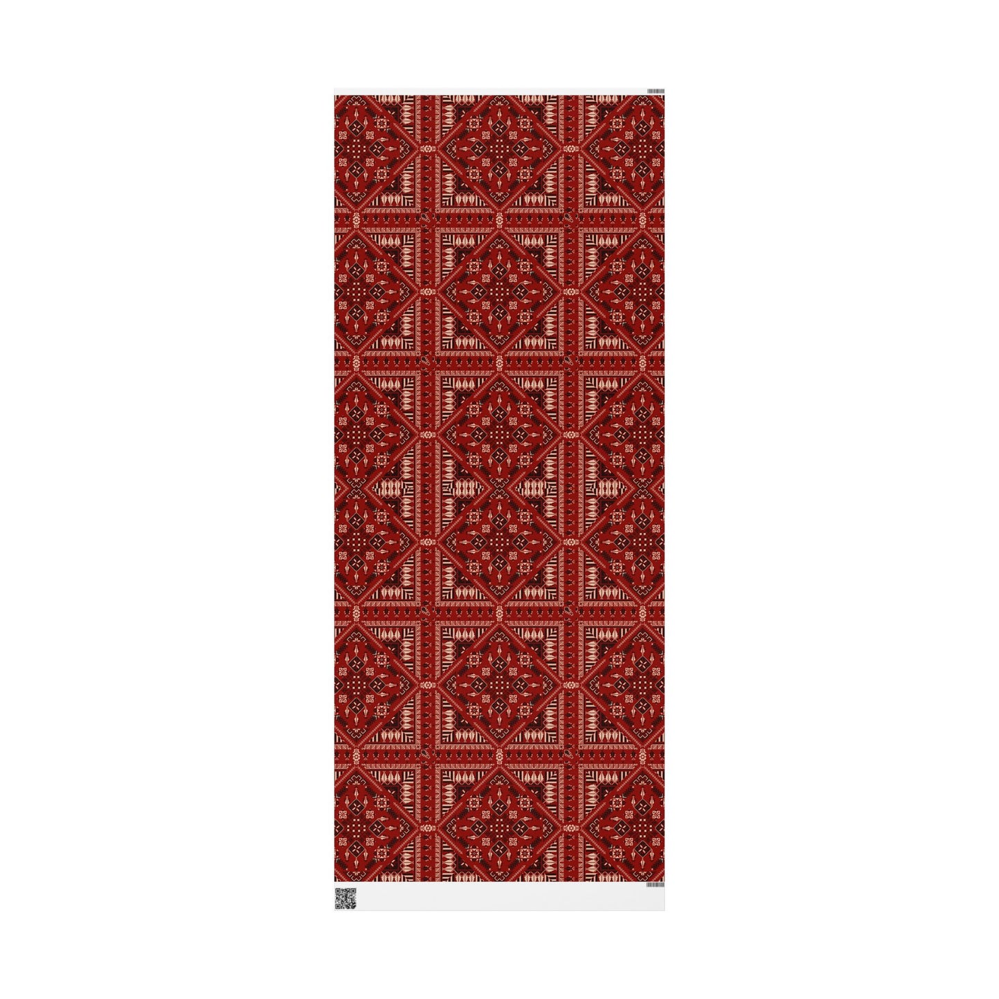 Red Tatreez Palestinian Style Gift Wrapping Paper – Traditional Embroidery Pattern for Eid, Ramadan & Special Occasions