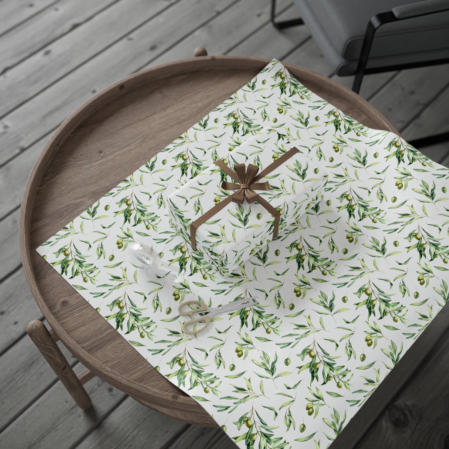 Olive Branch and Leaf Islamic Gift Wrapping Paper – Watercolor Olive Leaf Design for Eid, Ramadan & Special Occasions
