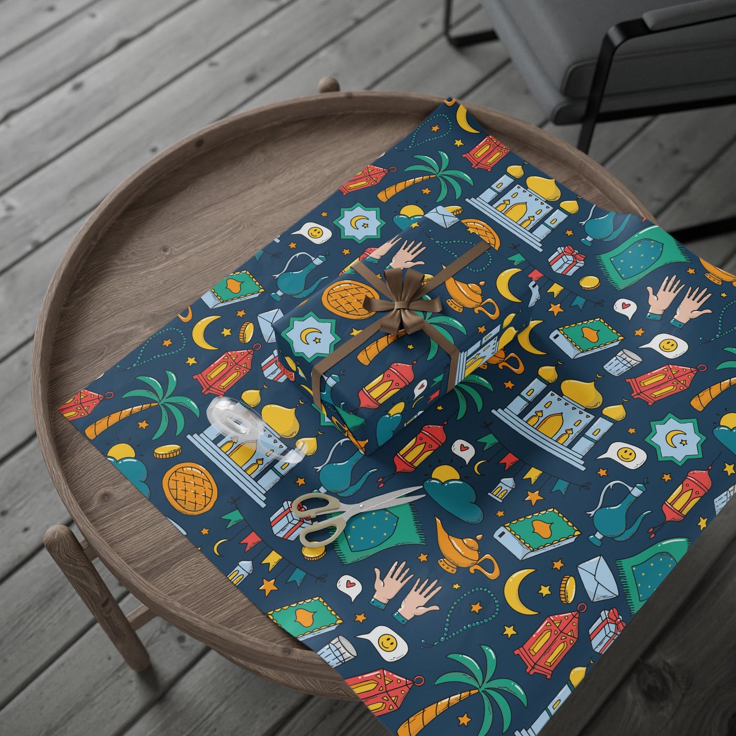 Colorful Islamic Gift Wrapping Paper – Festive Eid & Ramadan Doodle Design