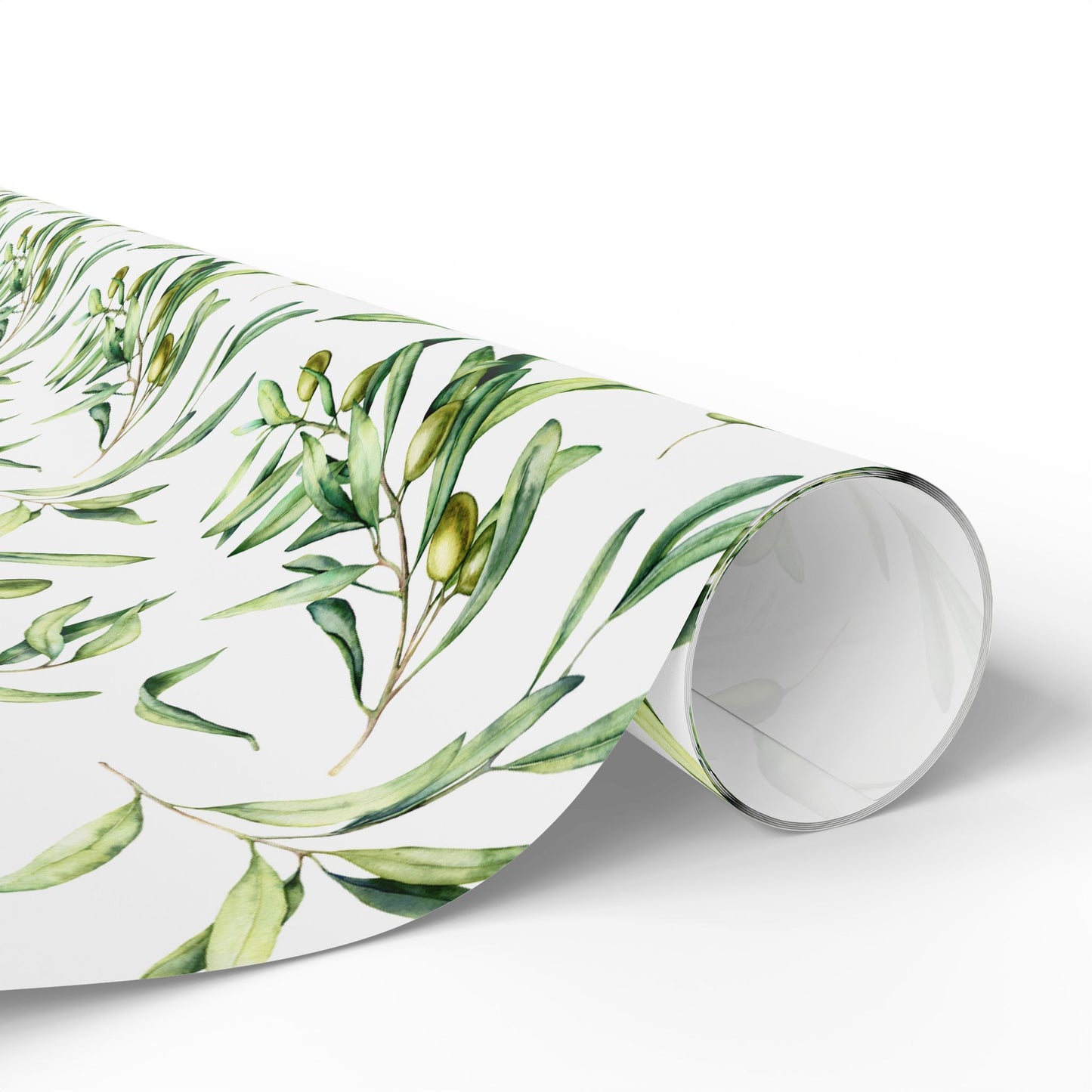 Olive Branch and Leaf Islamic Gift Wrapping Paper – Watercolor Olive Leaf Design for Eid, Ramadan & Special Occasions
