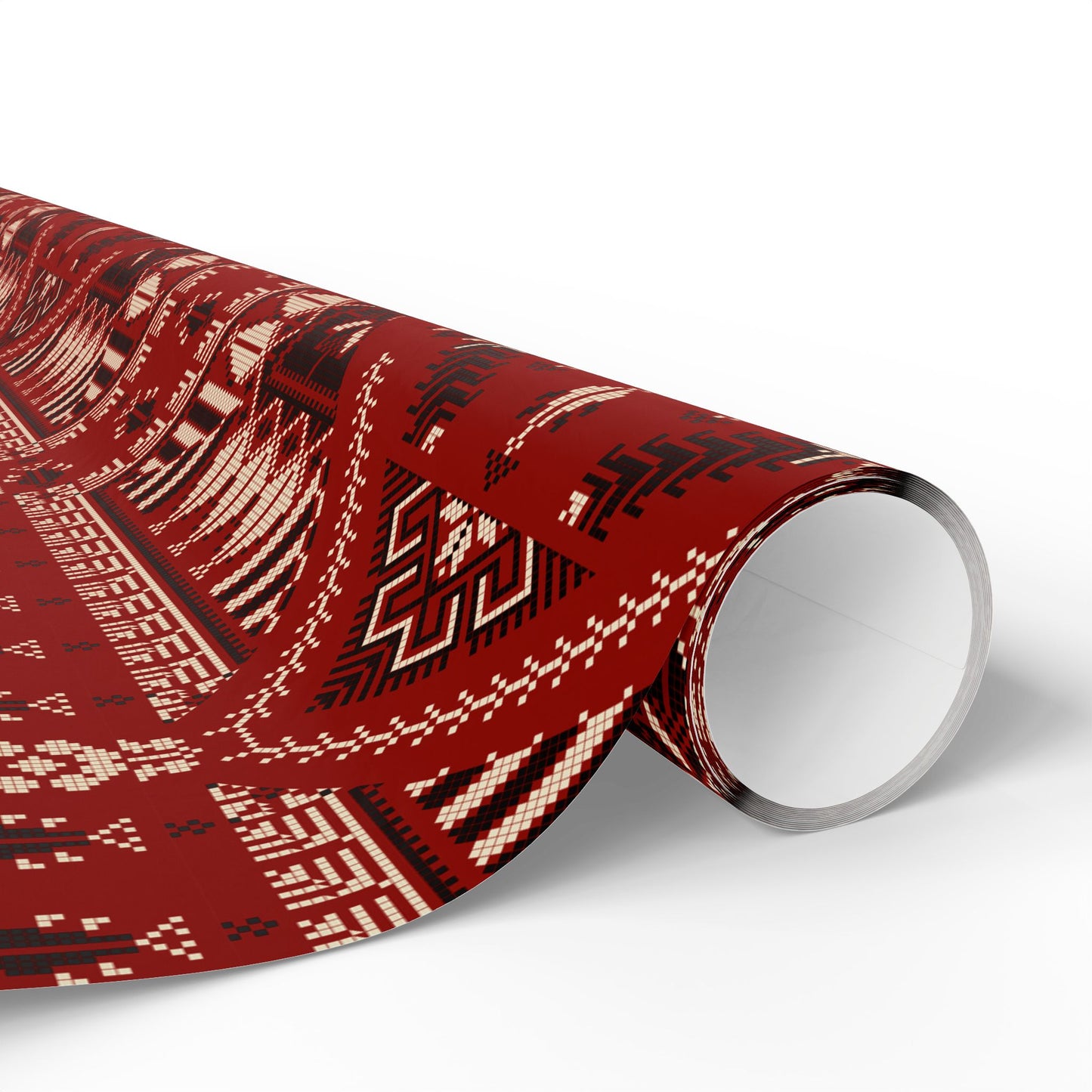 Red Tatreez Palestinian Style Gift Wrapping Paper – Traditional Embroidery Pattern for Eid, Ramadan & Special Occasions