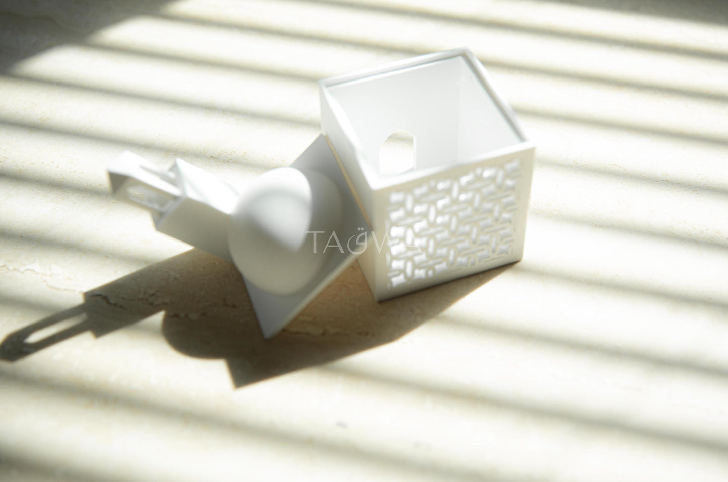 Ramadan Decor - Triangle Minaret Mosaic Lantern | Modern Mini Masjid Lantern with Dome and Minaret Lid | Simplistic Islamic Home Decor