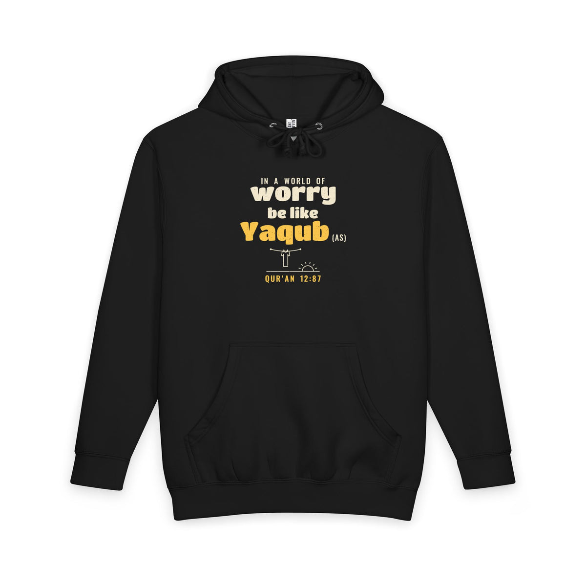 Be Like Yaqub (AS) Heavyweight Premium Heavyweight Hoodie in Black, front and back print – AdabStars