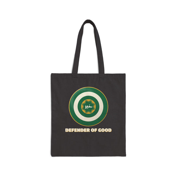 Defender of Good Shield Canvas Tote Bag in Black, one-sided print – AdabStars