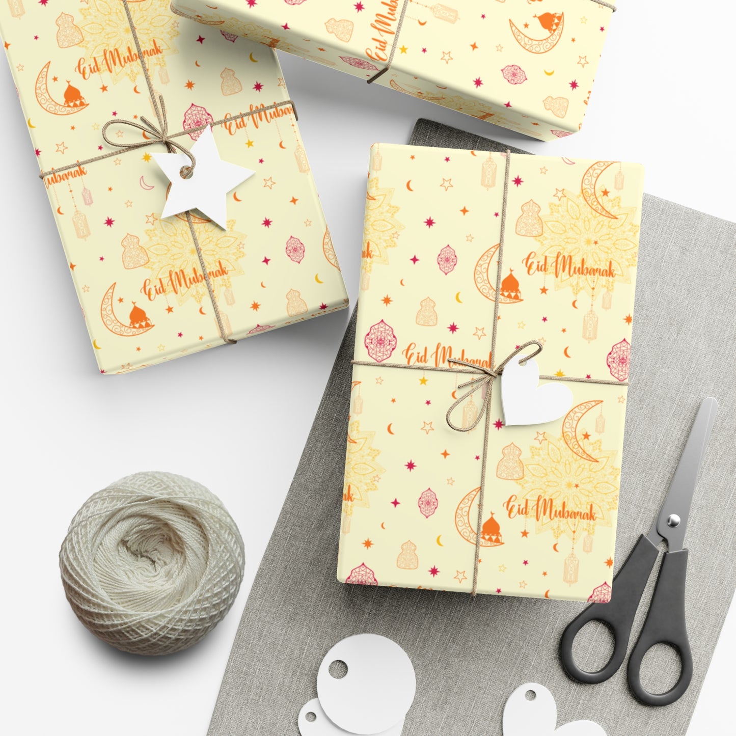 Wrapping Paper - Eid Mubarak Crescent Moon and Lanterns Gift Wrap Paper