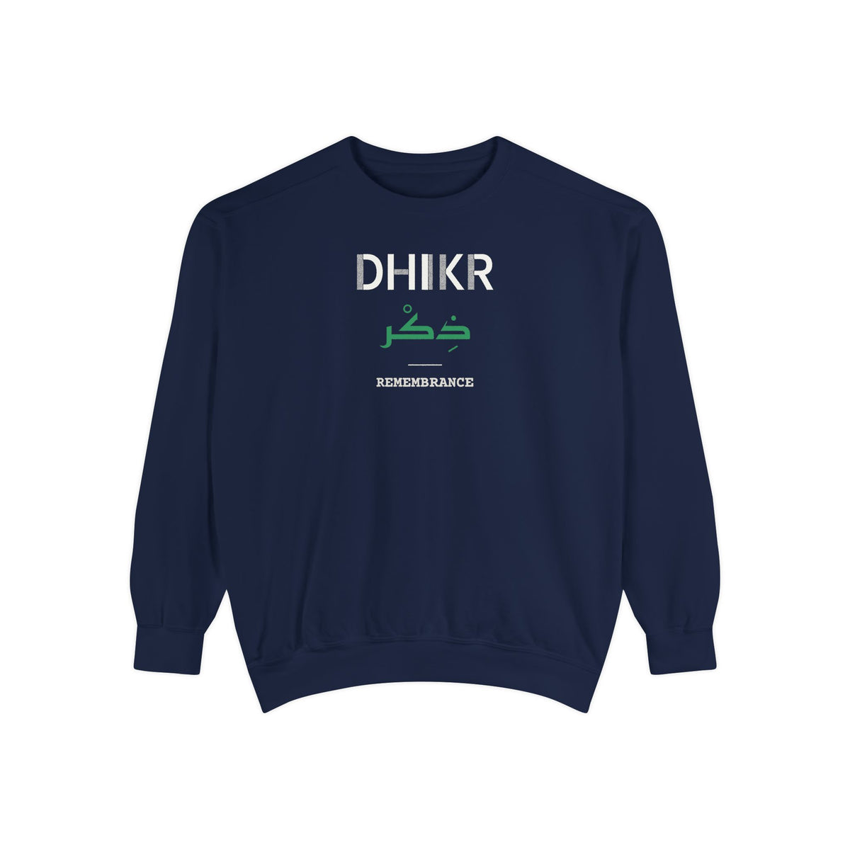 Dhikr Dual Language with English Meaning Islamic Premium Sweatshirt in True Navy – AdabStars
