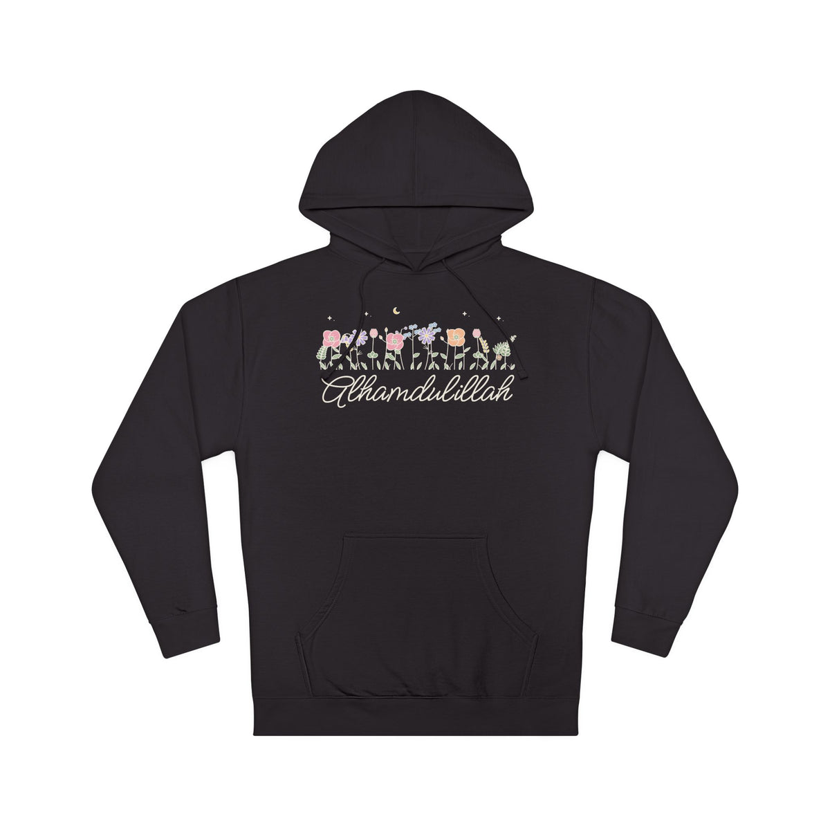 Alhamdulillah Meadow Flowers Islamic Hoodie in Black – AdabStars