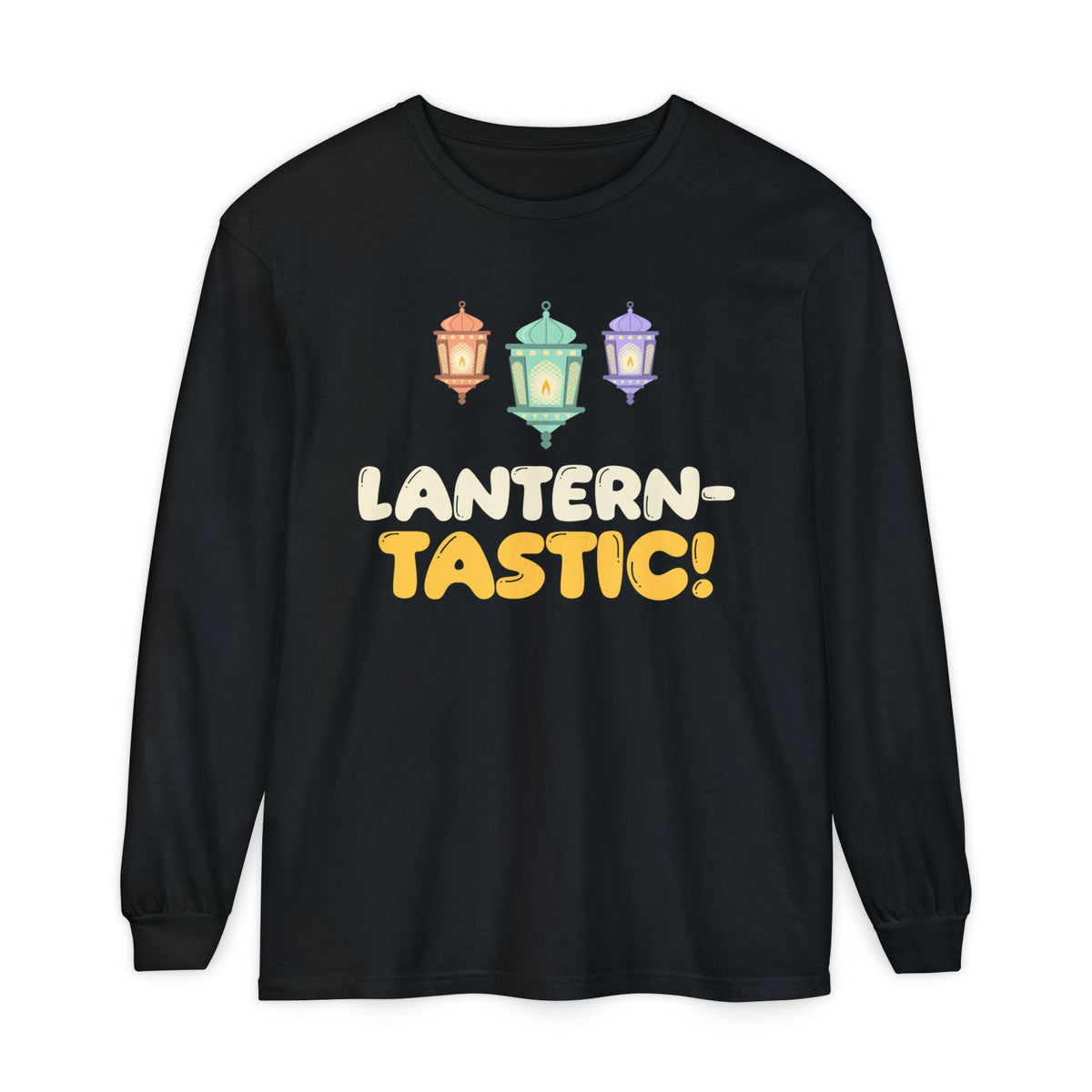 Lantern-Tastic! Ramadan Long Sleeve Shirt | Tastic Ramadan Kids Three Lanterns Fanoos Pun Cute | AdabStars Islamic Kids Apparel
