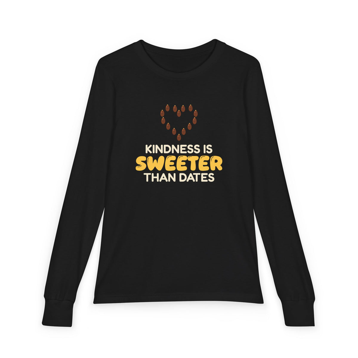 Kindness Is Sweeter Than Dates Ramadan Kids Long Sleeve Shirt | Ramadan Kids Kindness Is Sweeter Than Dates Heart Adab | AdabStars Islamic Kids Apparel