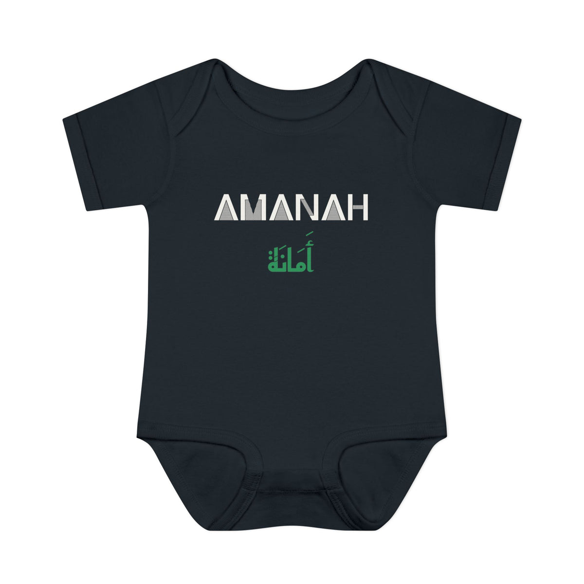 Amanah Dual Language Islamic Baby Bodysuit in Black – AdabStars