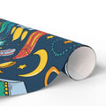 Colorful Islamic Gift Wrapping Paper – Festive Eid & Ramadan Doodle Design back view – Taqwa Arts