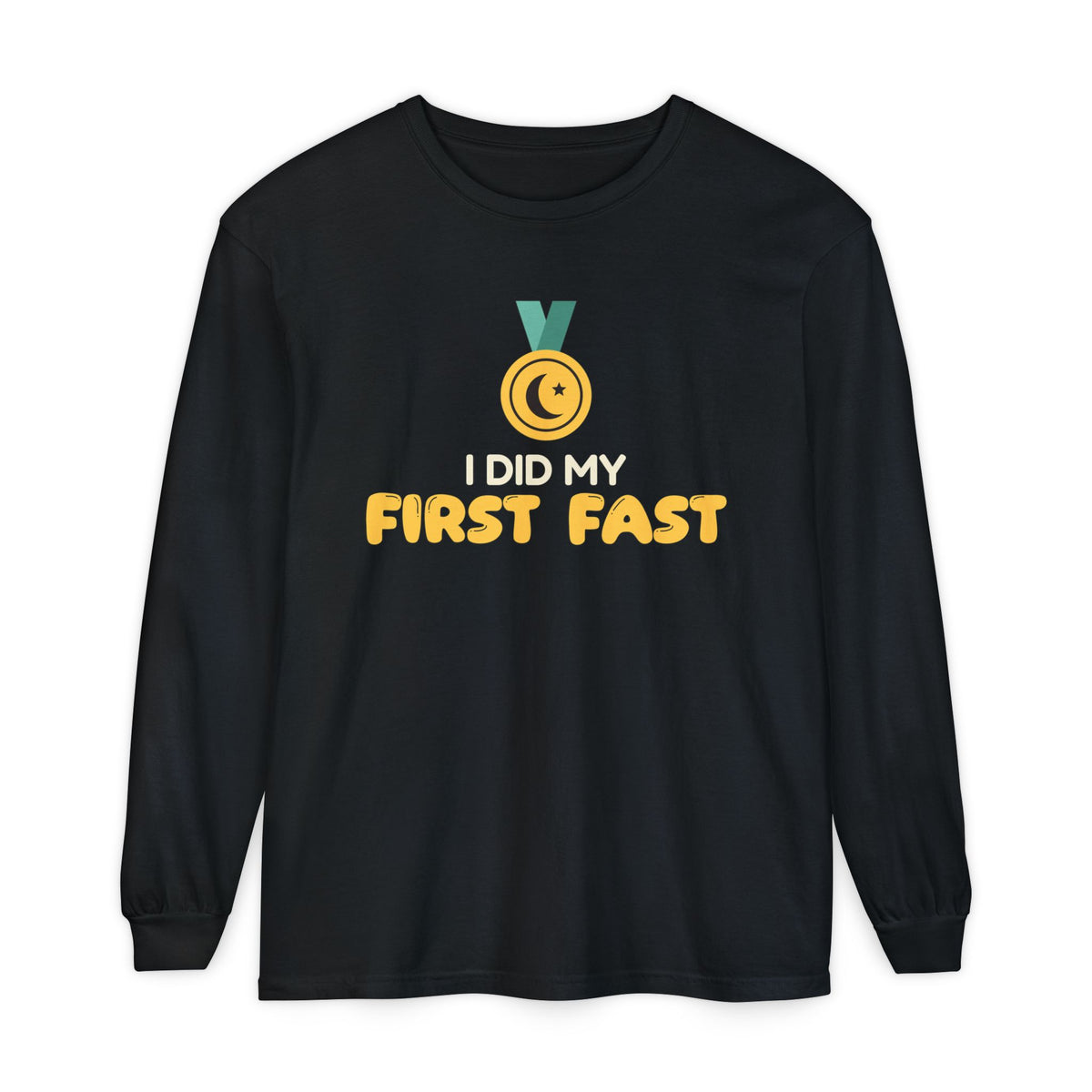 I Did My First Fast Ramadan Long Sleeve Shirt | Ramadan Kids Milestone Medal Proud | AdabStars Islamic Kids Apparel