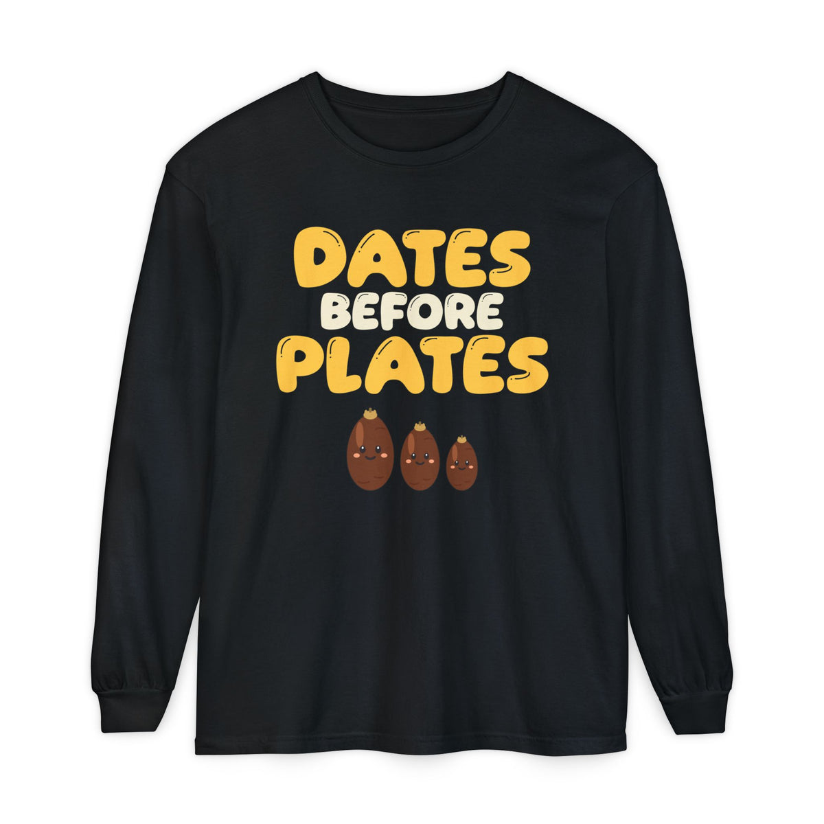 Dates Before Plates Ramadan Long Sleeve Shirt | Ramadan Iftar Kids Family Food Pun | AdabStars Islamic Apparel