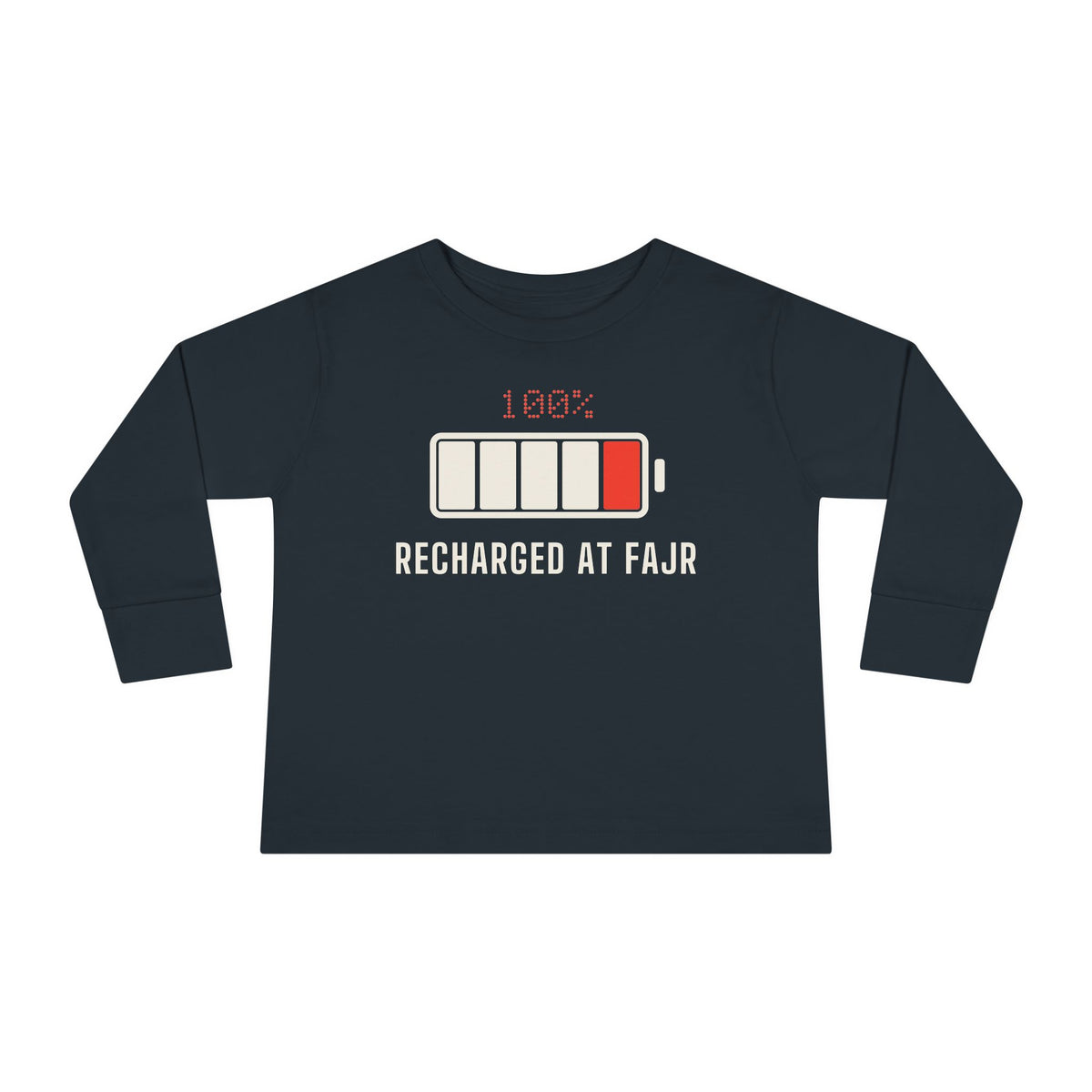 Recharged at Fajr Islamic Toddler Toddler Long Sleeve Shirt in Black – AdabStars