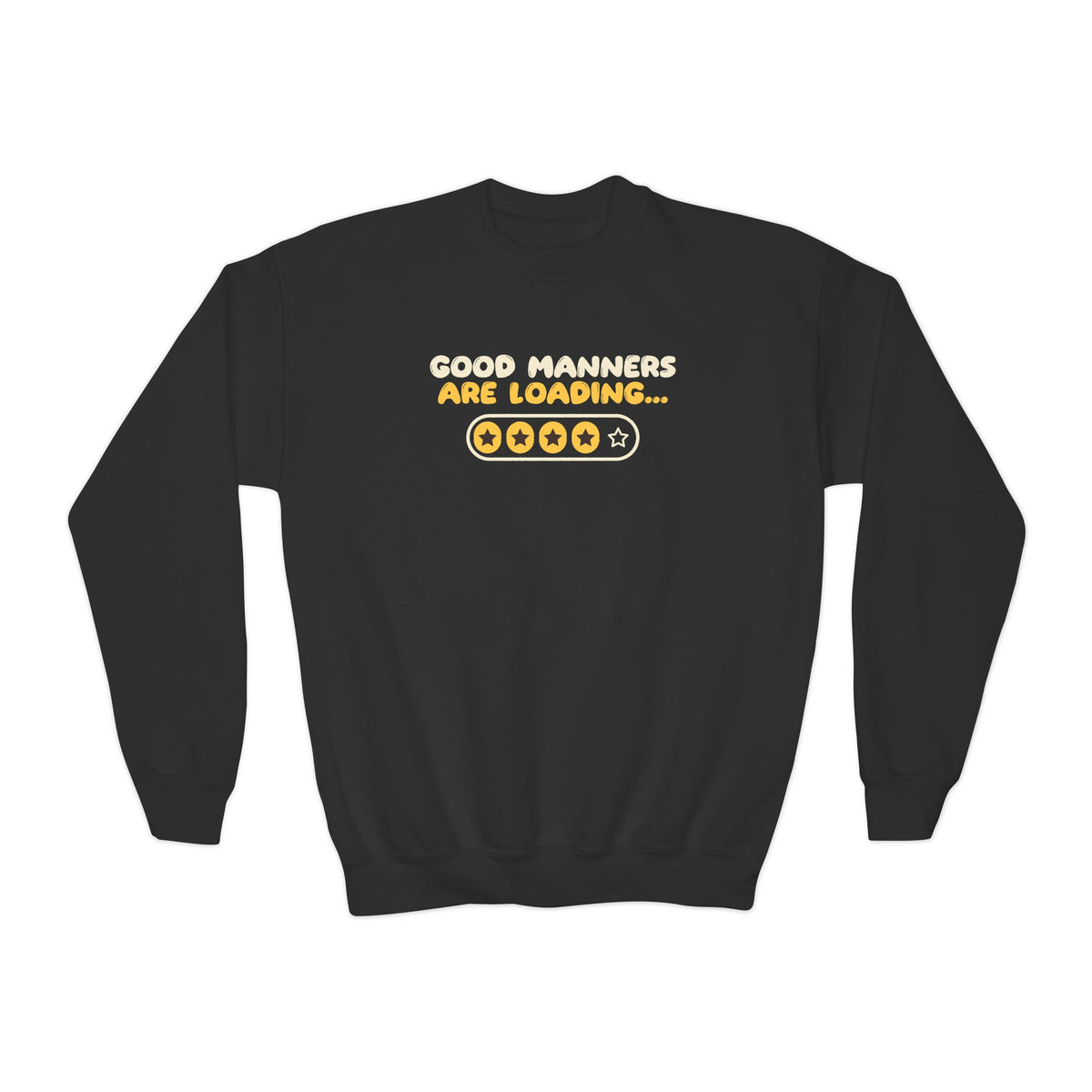 Manners Loading Ramadan Kids Sweatshirt | Adab Kids Good Manners Progress Bar Stars Muslim Practice | AdabStars Islamic Kids Apparel