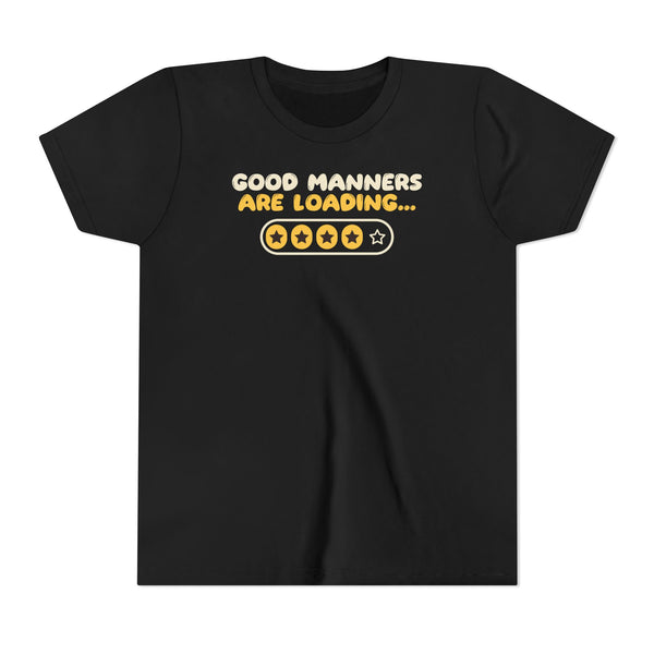 Manners Loading Kids T-Shirt in Black – AdabStars