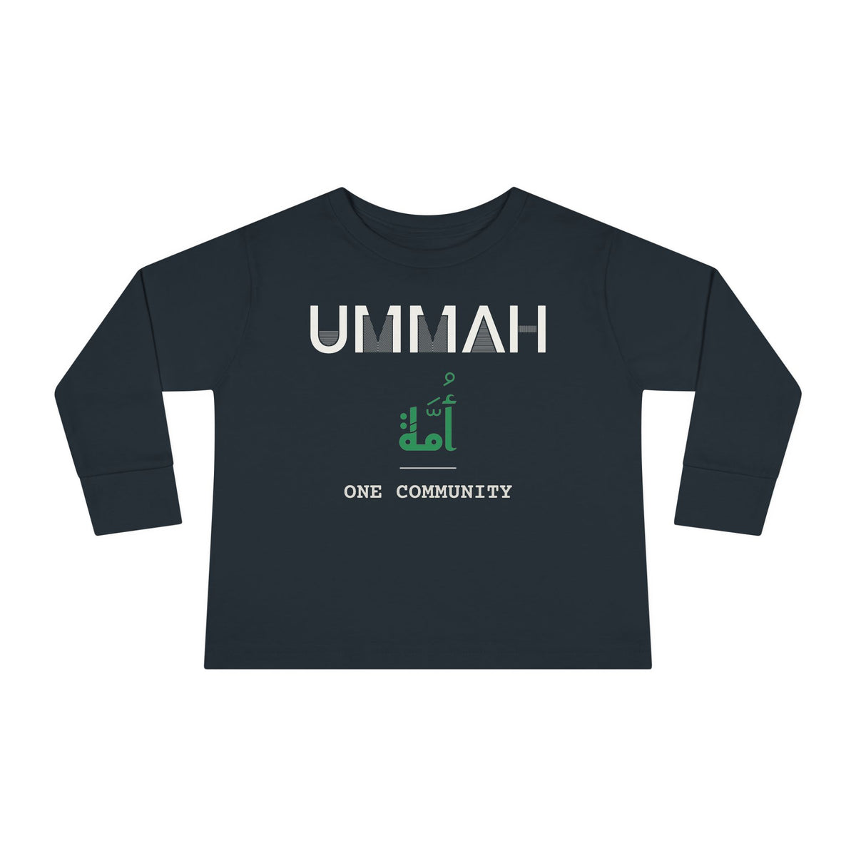 Ummah Dual Language with English Meaning Islamic Toddler Toddler Long Sleeve Shirt in Black – AdabStars