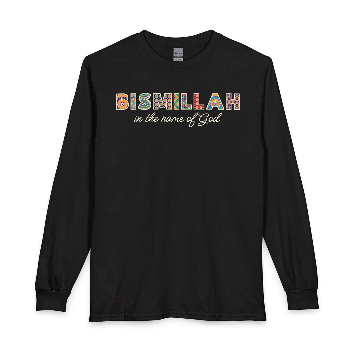 Bismillah Patterned Letters Islamic Long Sleeve Shirt in Black – AdabStars