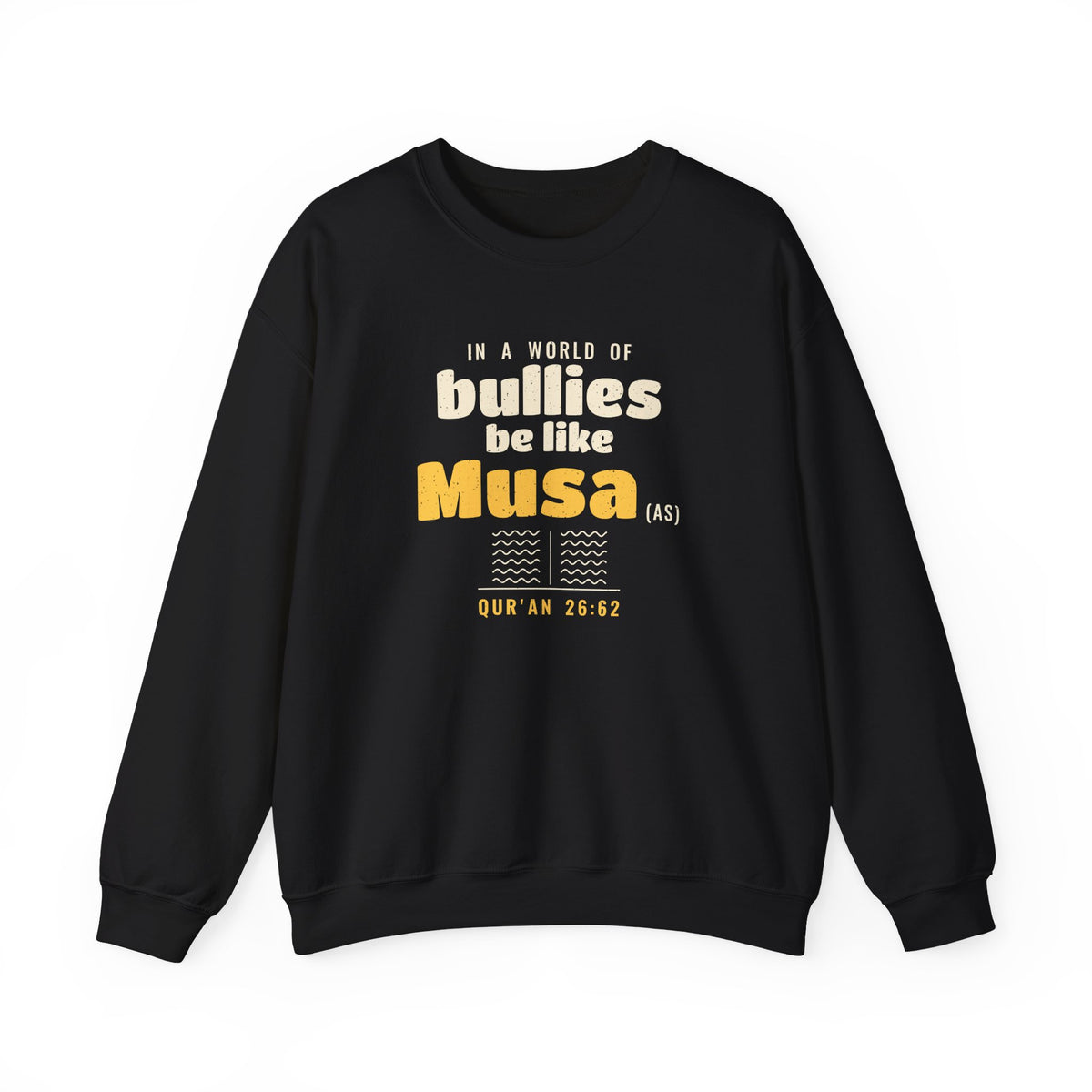 Be Like Musa (AS) Crewneck Sweatshirt in Black, front and back print – AdabStars