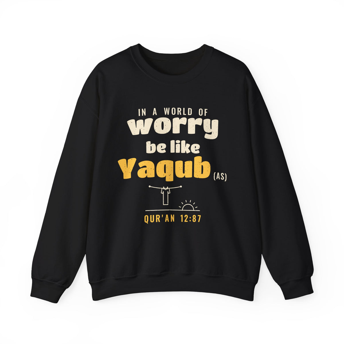 Be Like Yaqub (AS) Crewneck Sweatshirt in Black, front and back print – AdabStars