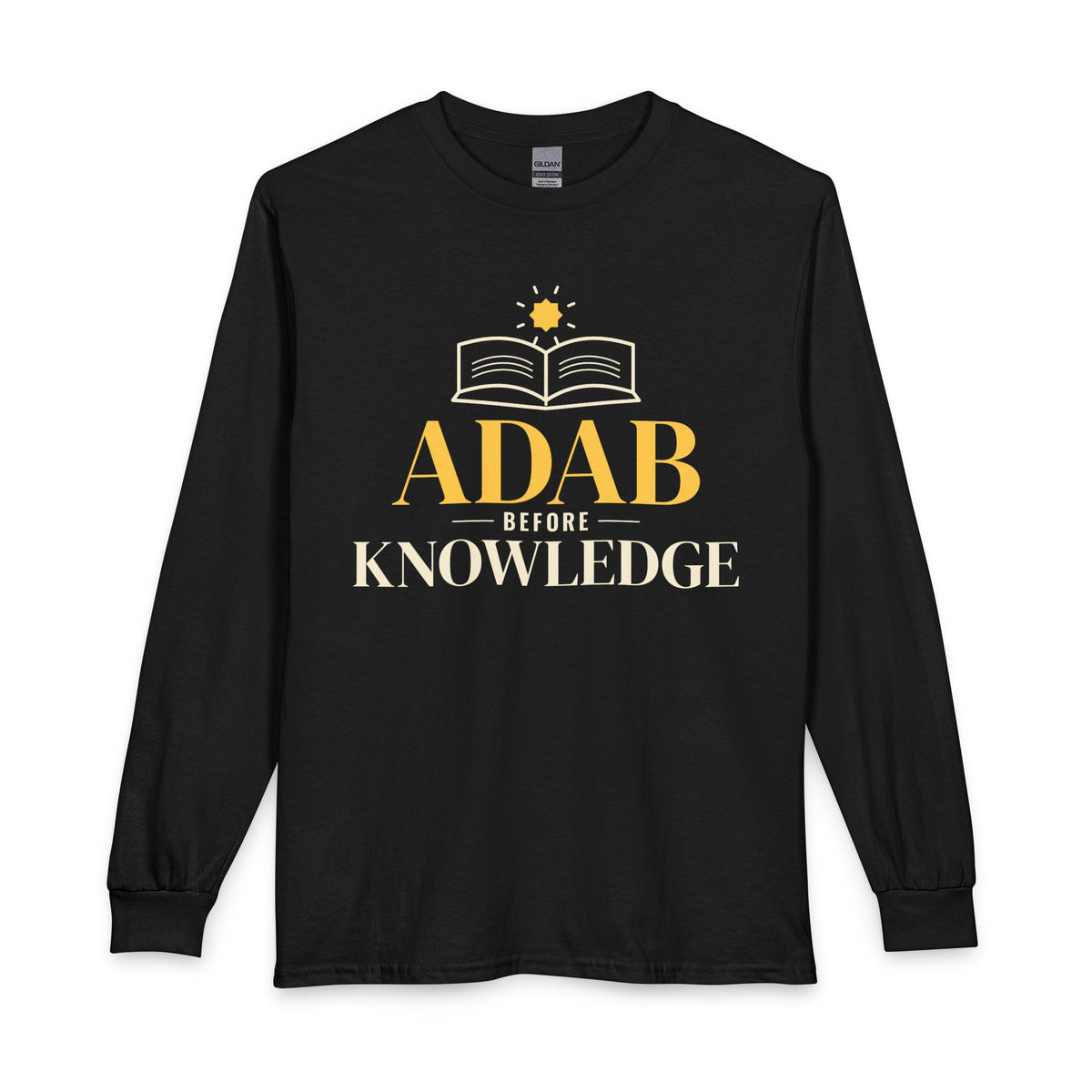 Adab Before Knowledge Islamic Long Sleeve Shirt in Black – AdabStars