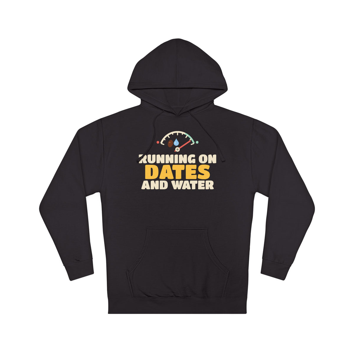 Running On Dates And Water Ramadan Hoodie | Ramadan Running On Dates And Water Funny Fasting Fuel Gauge | AdabStars Islamic Apparel
