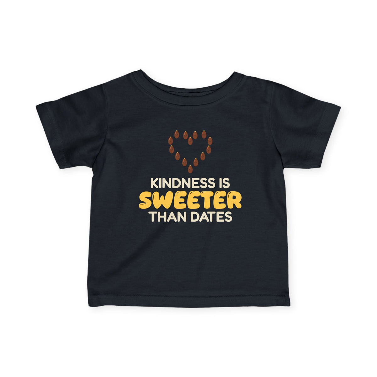 Kindness Is Sweeter Than Dates Ramadan Baby T-Shirt in Black – AdabStars