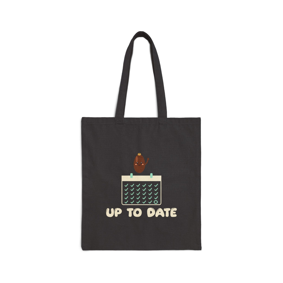 Up To Date Canvas Tote Bag in Black, one-sided print – AdabStars