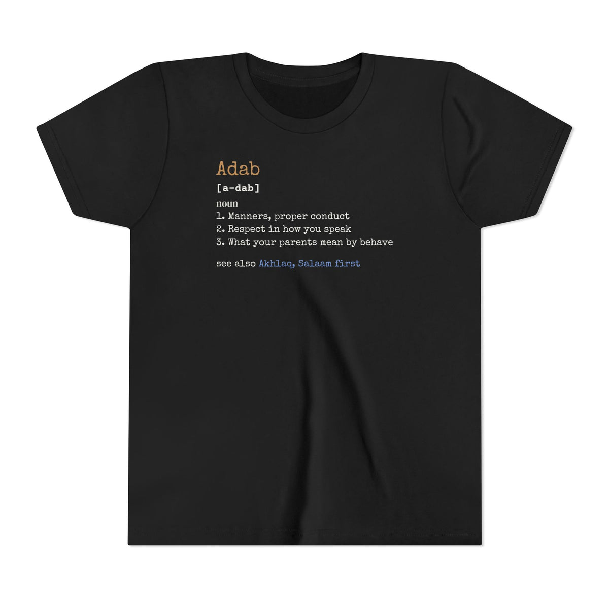 Adab Definition Islamic Kids T-Shirt in Black – AdabStars