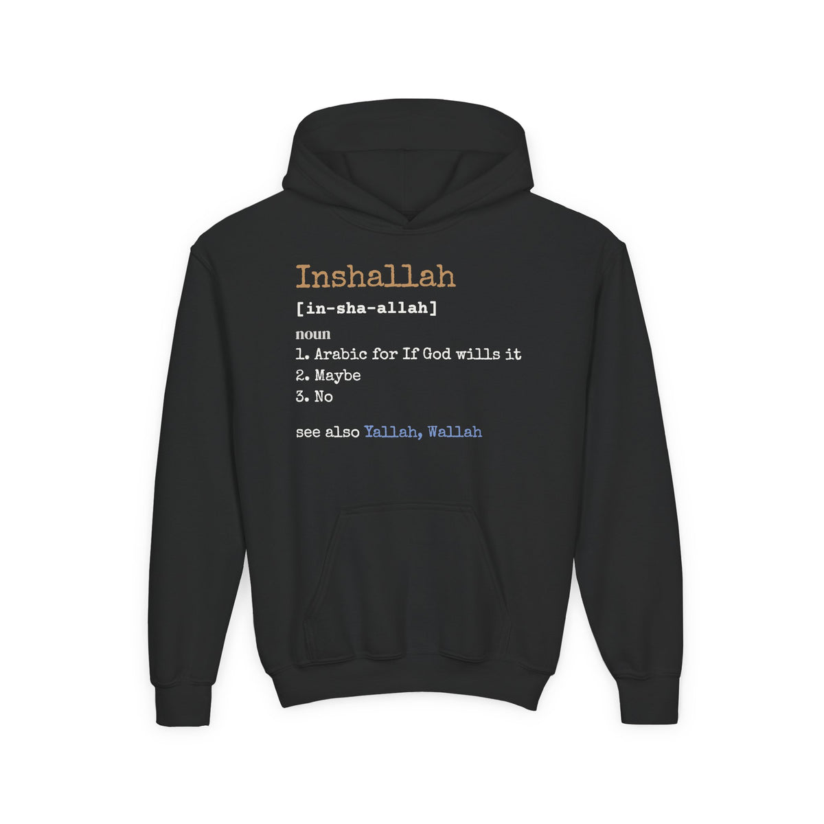 Inshallah Definition Islamic Kids Hoodie in Black – AdabStars