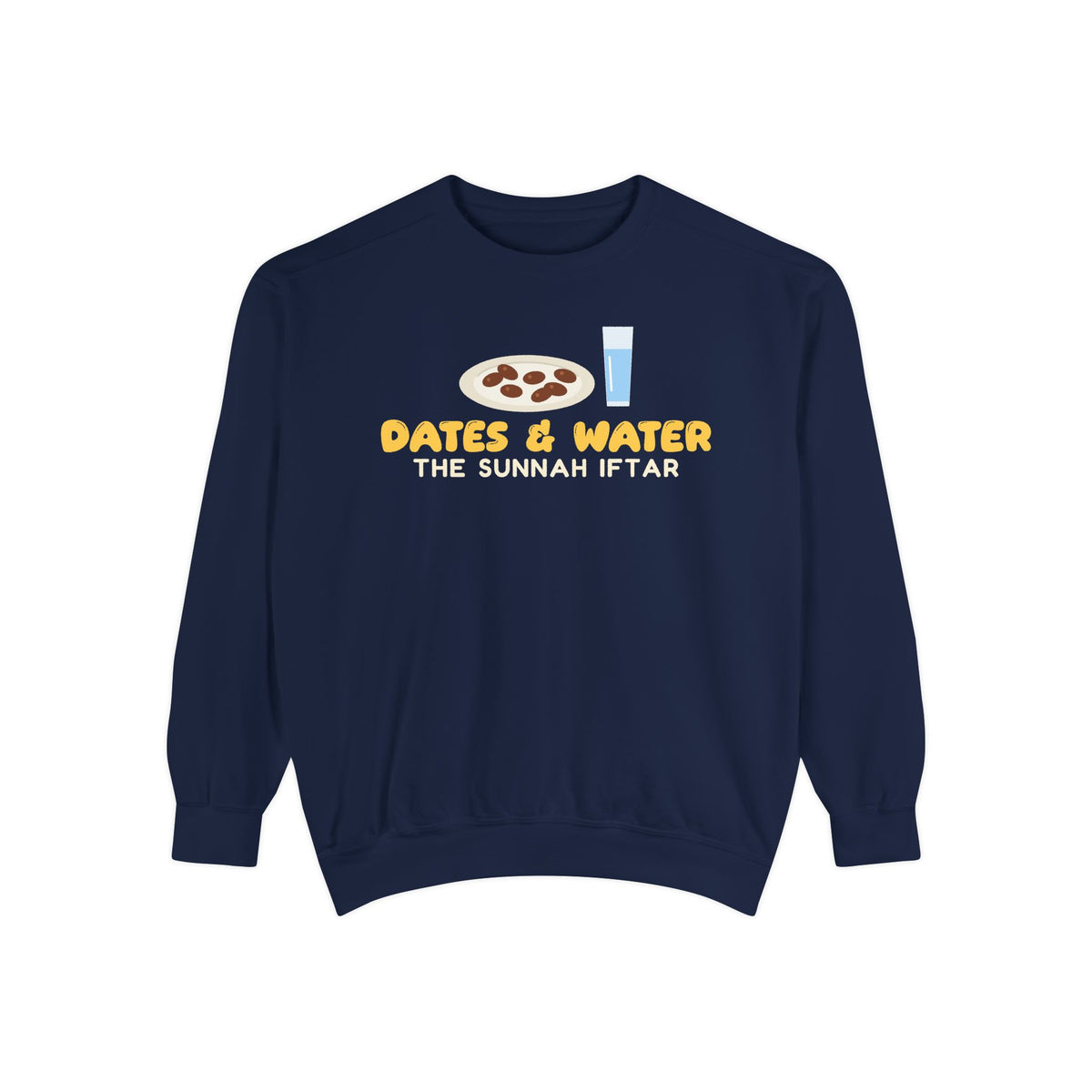 Dates and Water Sunnah Iftar Premium Sweatshirt in True Navy – AdabStars