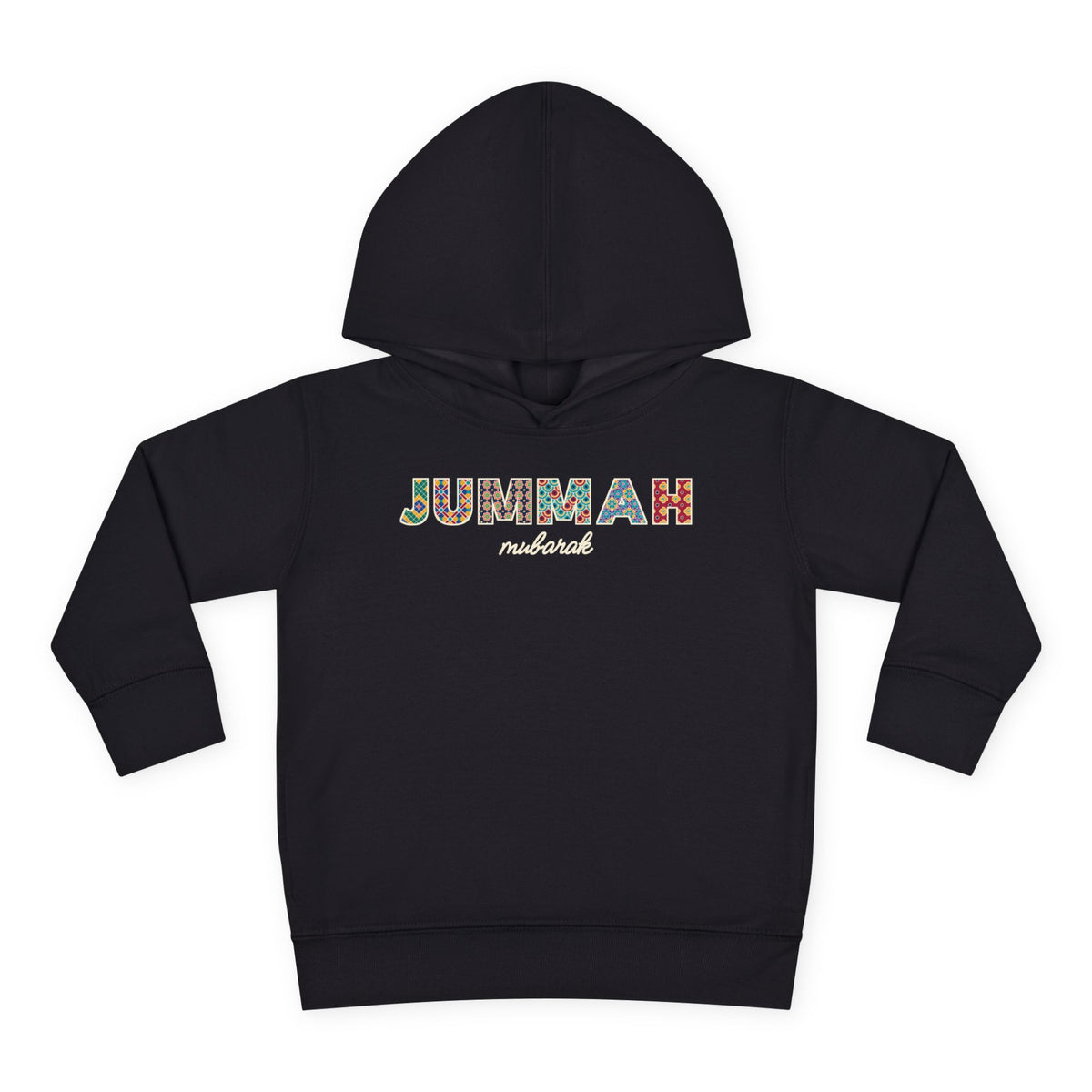 Jummah Mubarak Patterned Letters Islamic Toddler Hoodie in Black – AdabStars