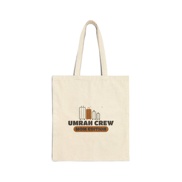 Umrah Crew Mom Edition Canvas Tote Bag in Natural, one-sided print – AdabStars