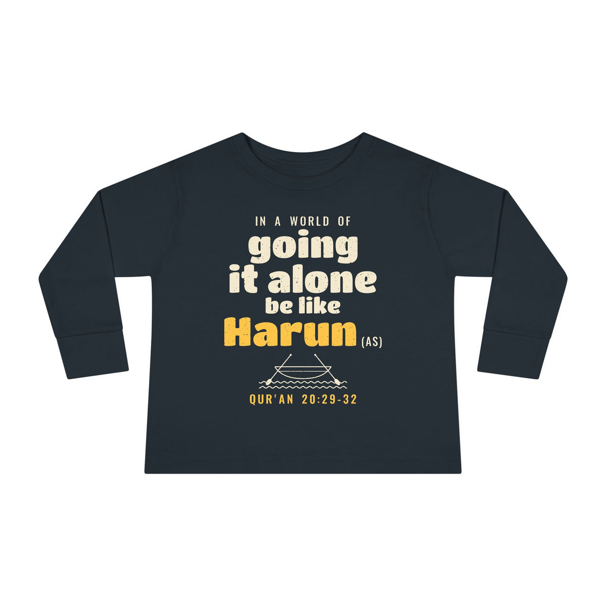 Be Like Harun (AS) Toddler Toddler Long Sleeve Shirt in Black, front and back print – AdabStars