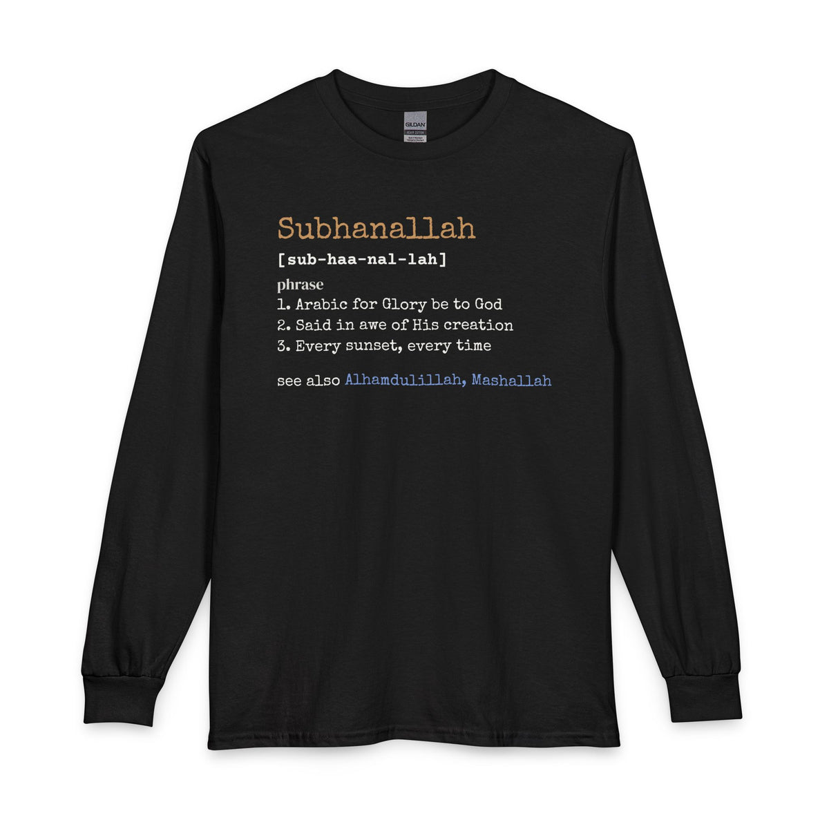 Subhanallah Definition Islamic Long Sleeve Shirt in Black – AdabStars