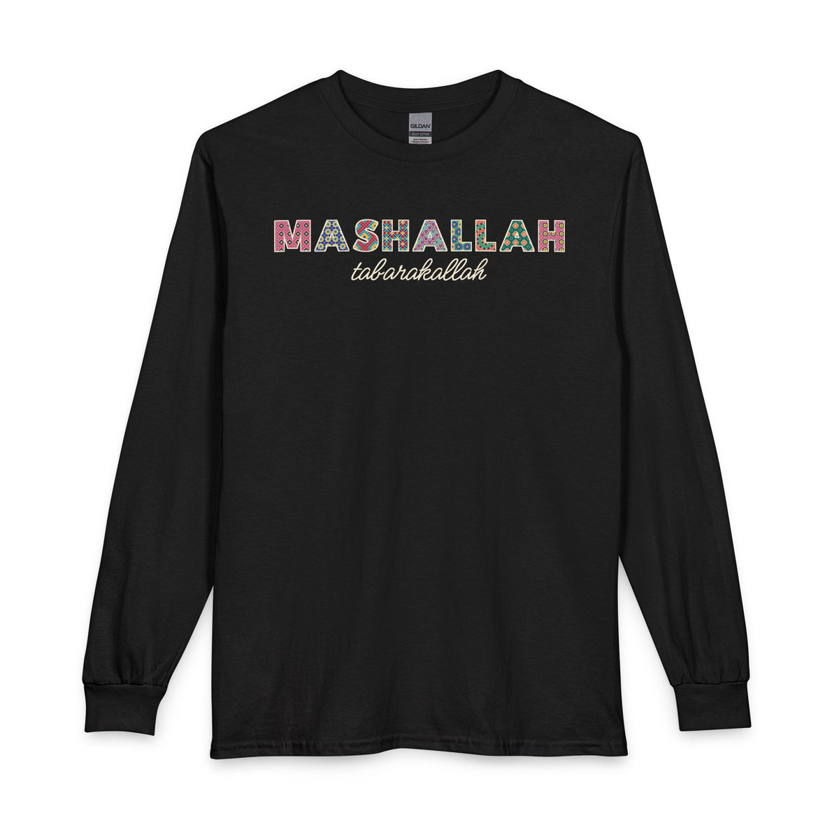 Mashallah Patterned Letters Islamic Long Sleeve Shirt in Black – AdabStars