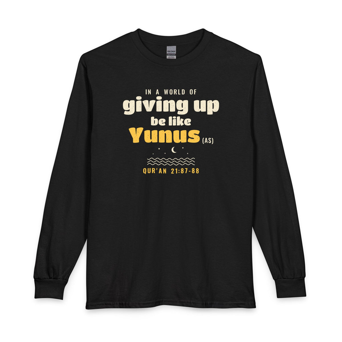 Be Like Yunus (AS) Long Sleeve Shirt in Black, front and back print – AdabStars