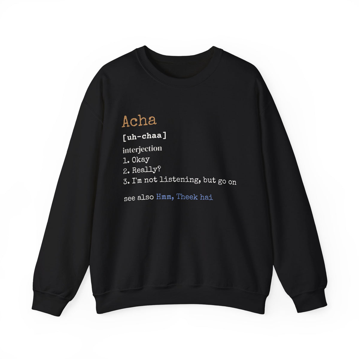 Acha Definition Islamic Crewneck Sweatshirt in Black – AdabStars