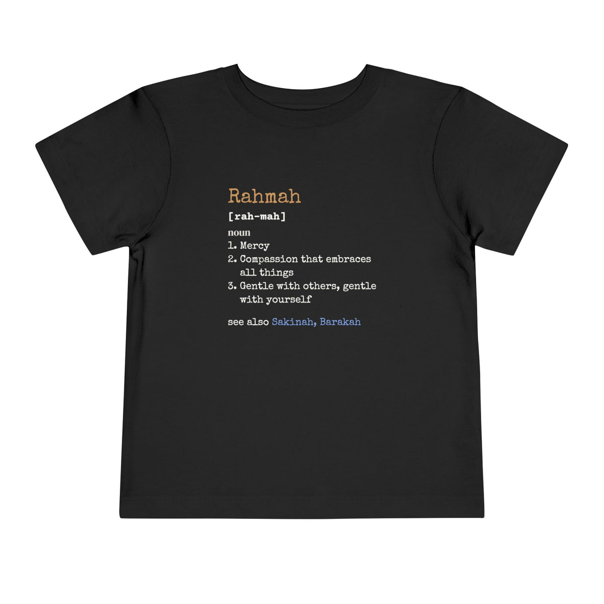 Rahmah Definition Islamic Toddler T-Shirt in Black – AdabStars
