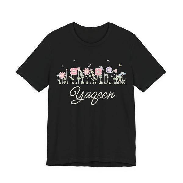 Yaqeen Meadow Flowers Islamic Unisex T-Shirt in Black – AdabStars