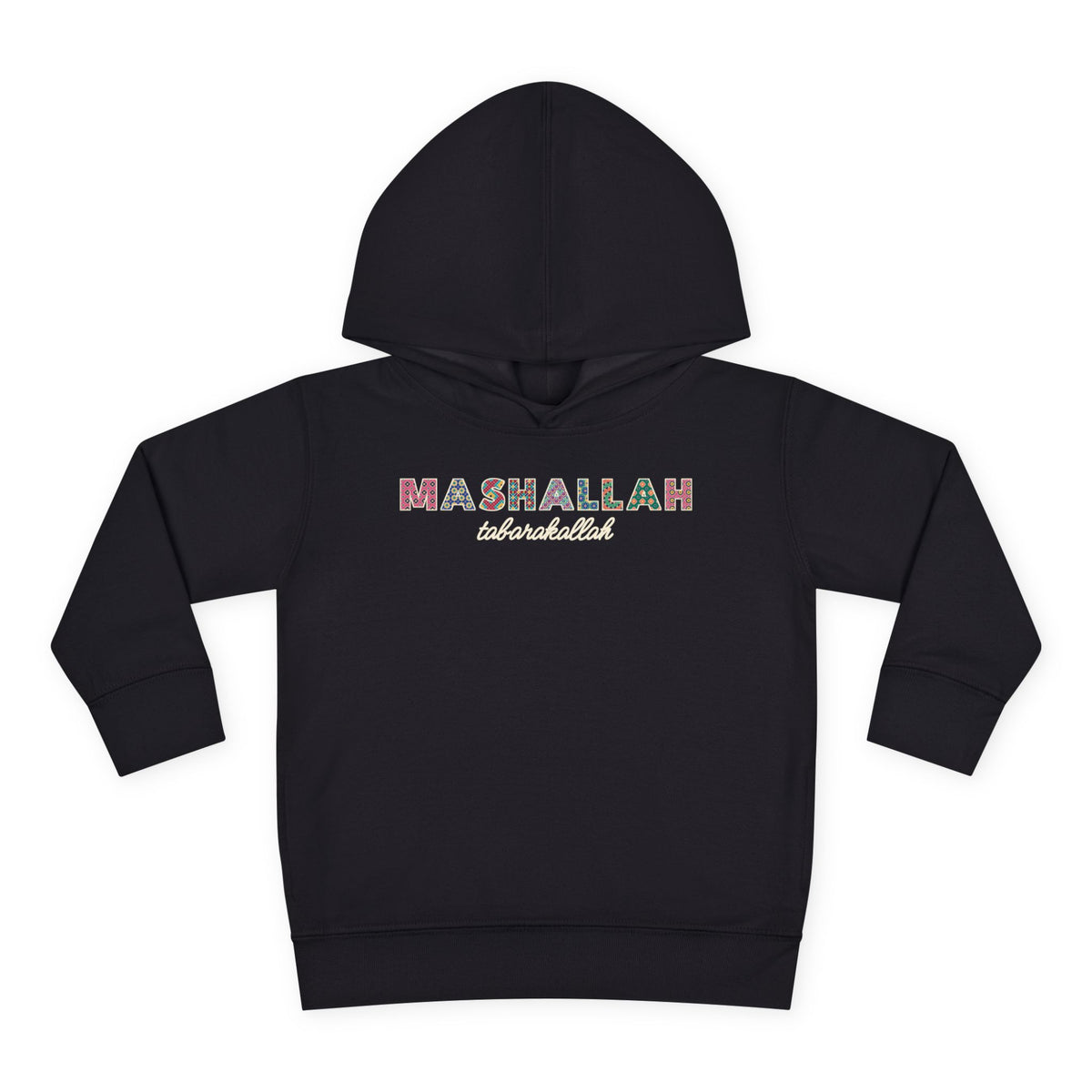 Mashallah Patterned Letters Islamic Toddler Hoodie in Black – AdabStars