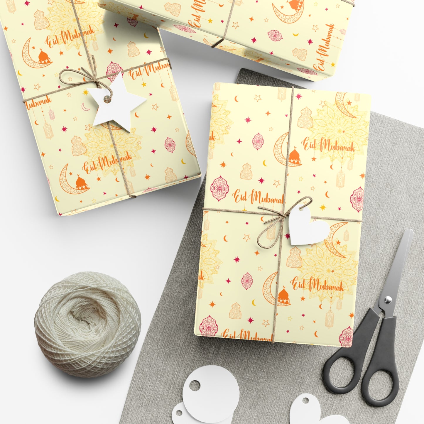 Wrapping Paper - Eid Mubarak Crescent Moon and Lanterns Gift Wrap Paper