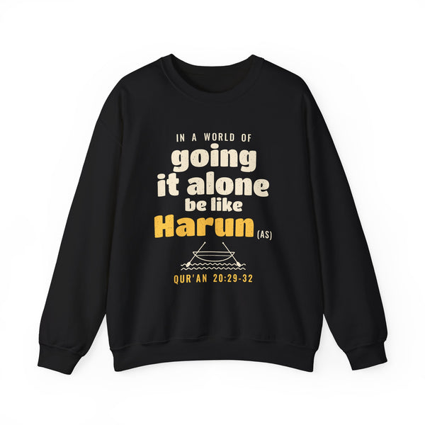 Be Like Harun (AS) Crewneck Sweatshirt in Black, front and back print – AdabStars