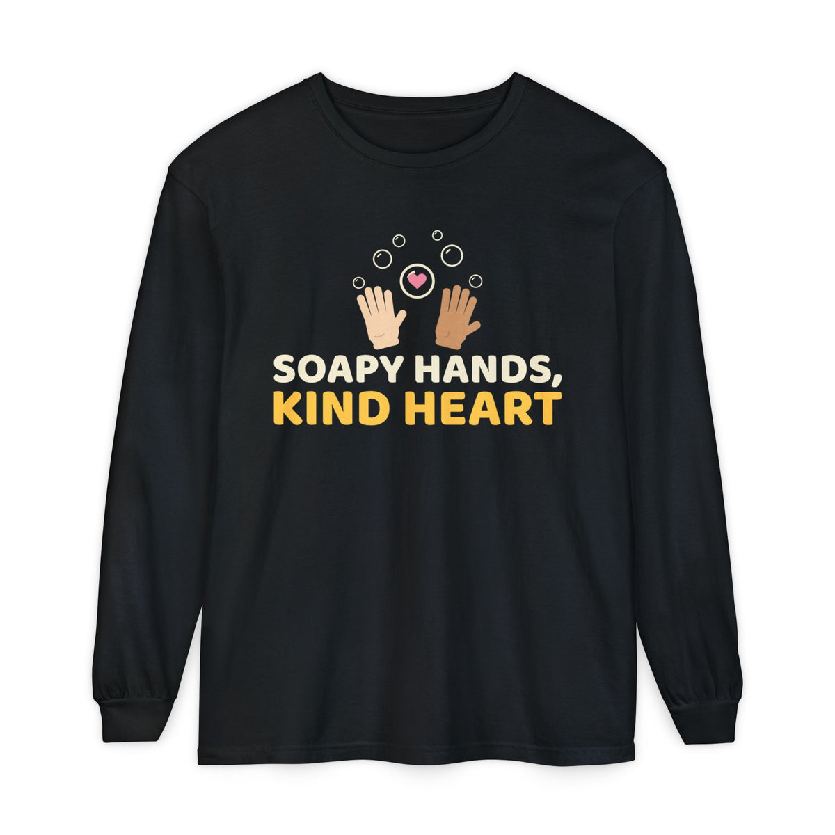 Soapy Hands Kind Heart Ramadan Long Sleeve Shirt | Adab Kids Soapy Hands Kind Heart Handwashing Bubbles Muslim | AdabStars Islamic Kids Apparel