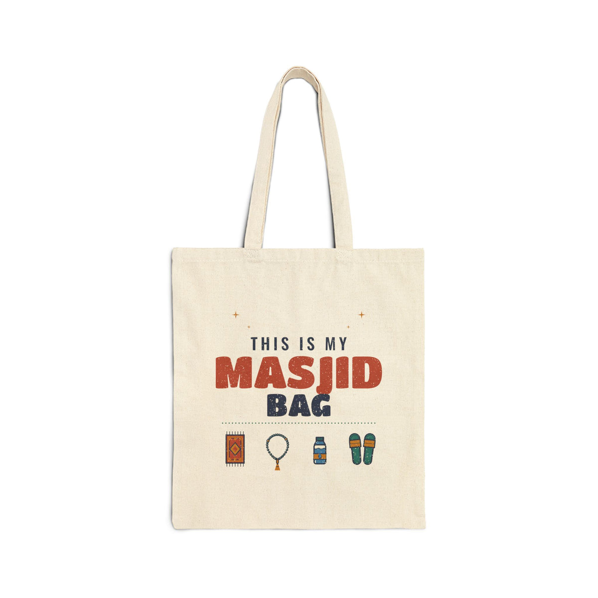 This Is My Masjid Bag Simple Icons Canvas Tote Bag in Natural, one-sided print – AdabStars