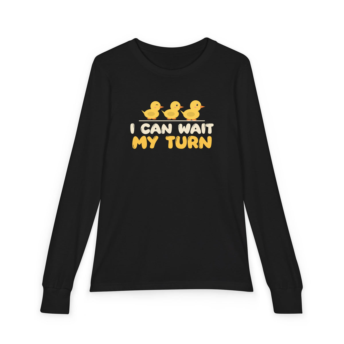 Wait My Turn Ramadan Kids Long Sleeve Shirt | Adab Kids I Can Wait My Turn Patience Ducklings In a Row | AdabStars Islamic Kids Apparel