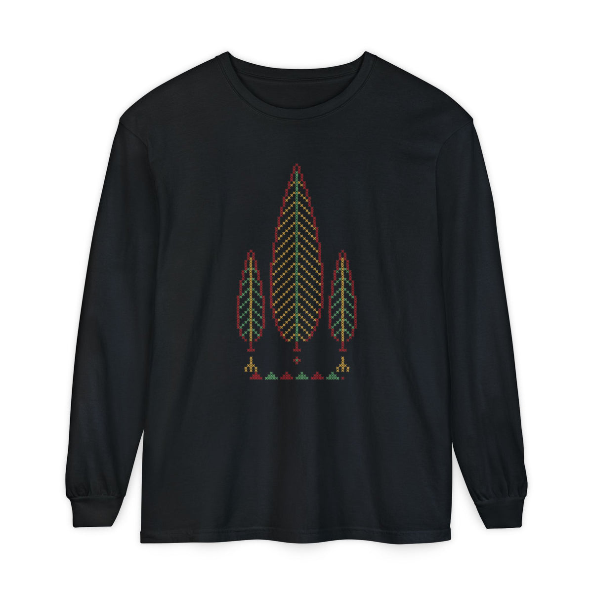 Tatreez Cypress Grove Islamic Heavyweight Long Sleeve Shirt in Black – AdabStars