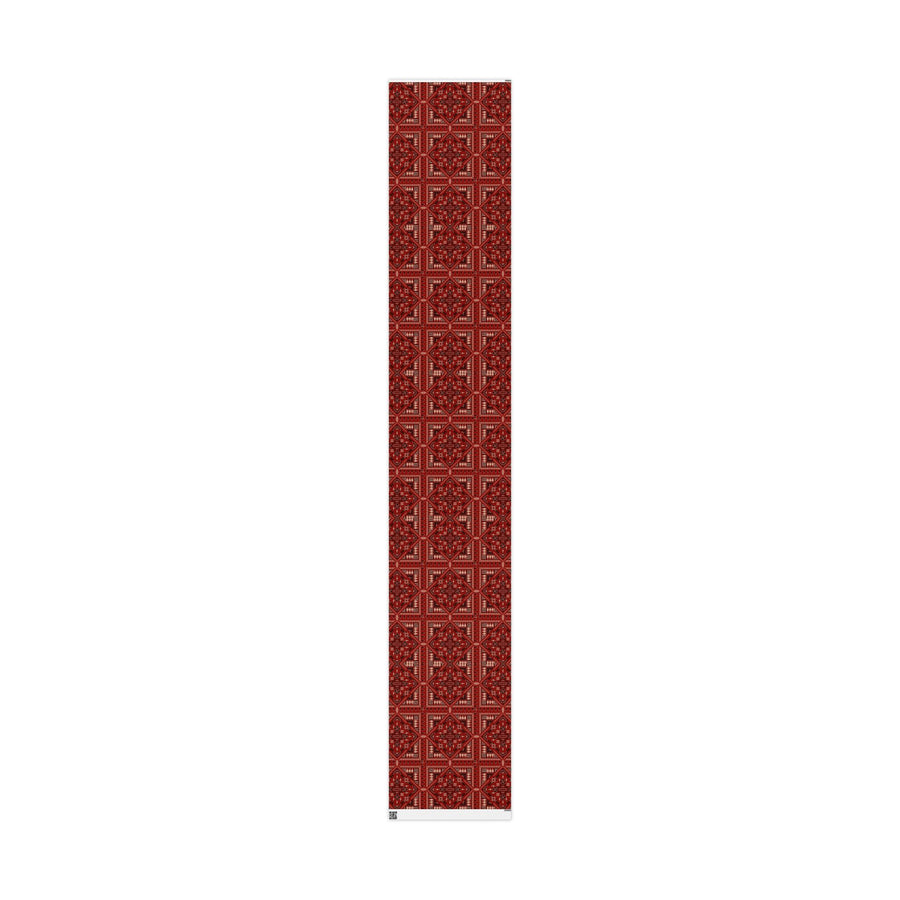 Red Tatreez Palestinian Style Gift Wrapping Paper – Traditional Embroidery Pattern for Eid, Ramadan & Special Occasions