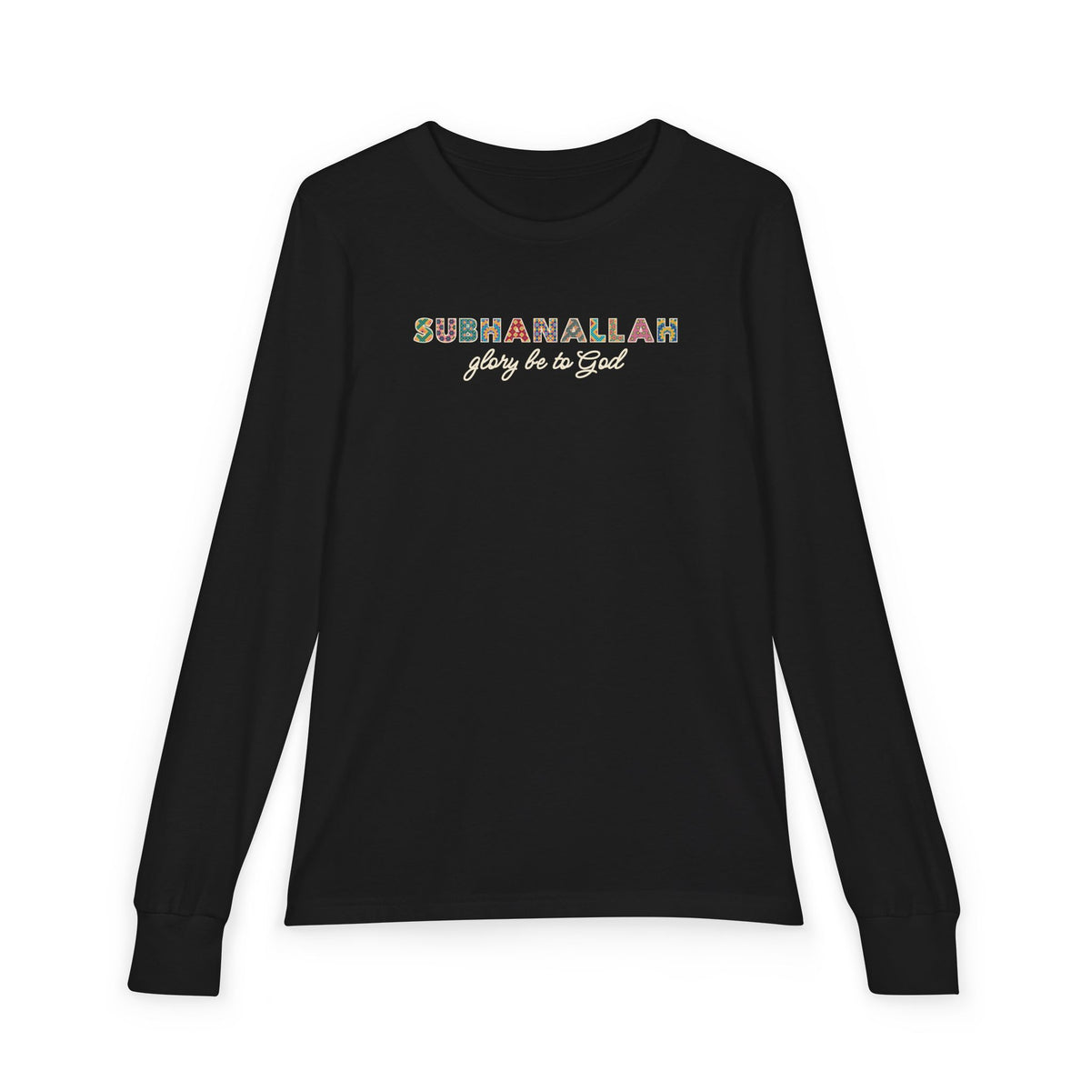 Subhanallah Patterned Letters Islamic Kids Kids Long Sleeve Shirt in Black – AdabStars