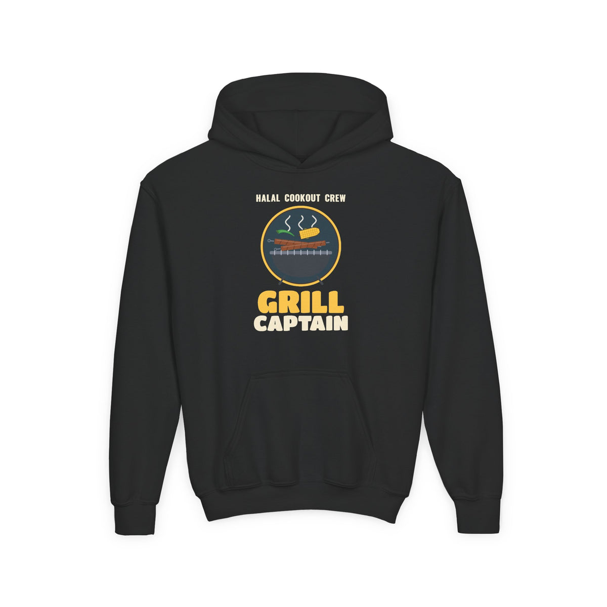 Grill Captain Halal Cookout Islamic Kids Hoodie in Black – AdabStars
